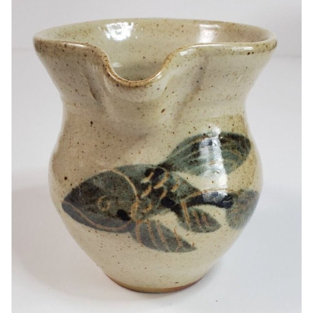 Studio Art Pottery Creamer Ceramic Approx. 4"H x 3 1/2" W Signed
